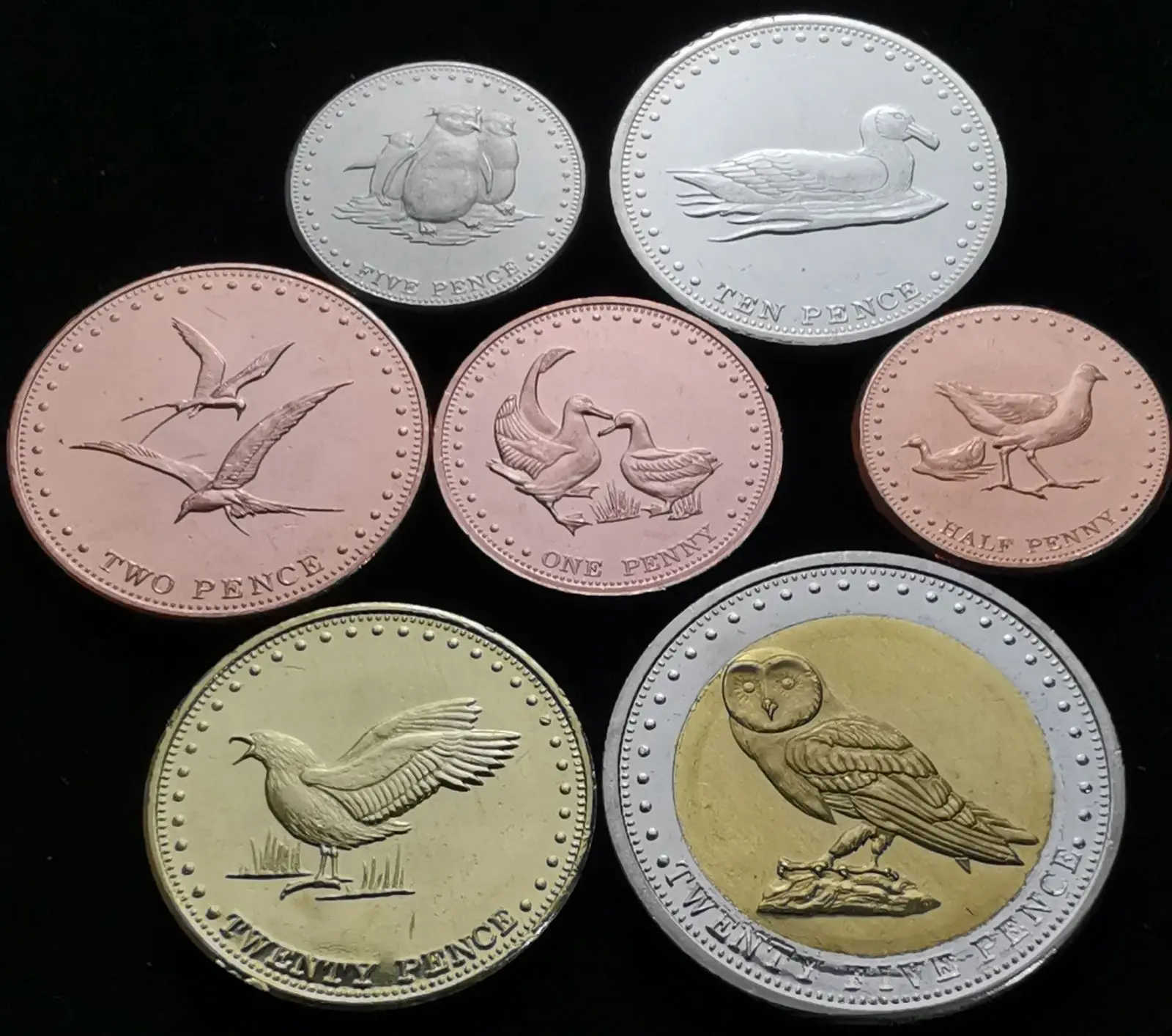 Set 7Pcs Gough Island Penny Coins Commonwealth Oceania Original Coin Good Condition Collection | Дом и сад