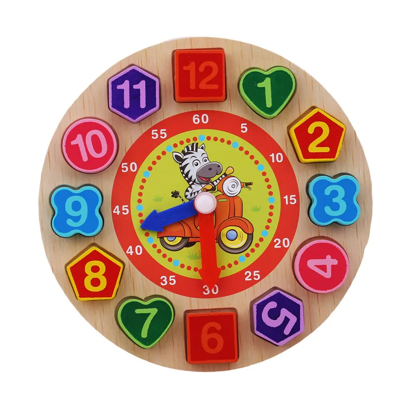 Красочная деревянная игрушка 12 цифр часы игрушка Цифровой Геометрии познавательный, на поиск соответствия часы игрушки Детские Дети ранняя образовательная игрушка головоломки - Цвет: Little zebra