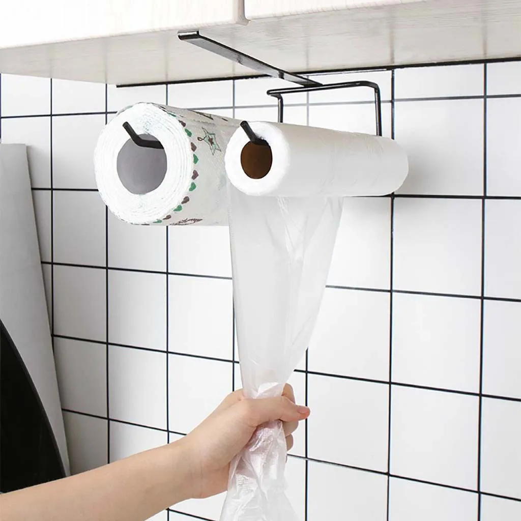 Accessories Shelf Under Cabinet Paper Roll Rack Towel Holder Tissue Hanger Hooks Storage Wall Mounted Kitchen Hang | Дом и сад