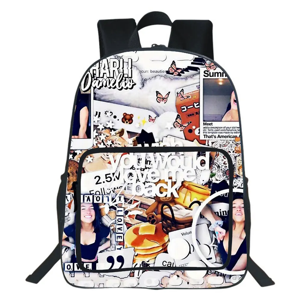 Charli Damelio Backpack Large capacity men women Backpacks Teen School Bag Cartoon Rucksack 3D Printing Bag Mochila