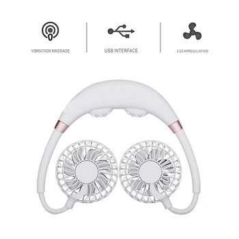 

BORUiT Portable Neckband Mini Fan Rechargeable Air Cooler Conditioner Neck Massage Fans with LED Light For Home Office Travel