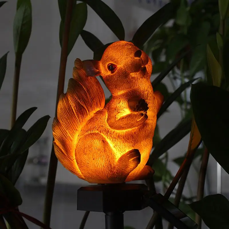 Waterproof Outdoor Squirrel Light Solar Powered LED Lamp for Garden Lawn Yard Pathway Ornament