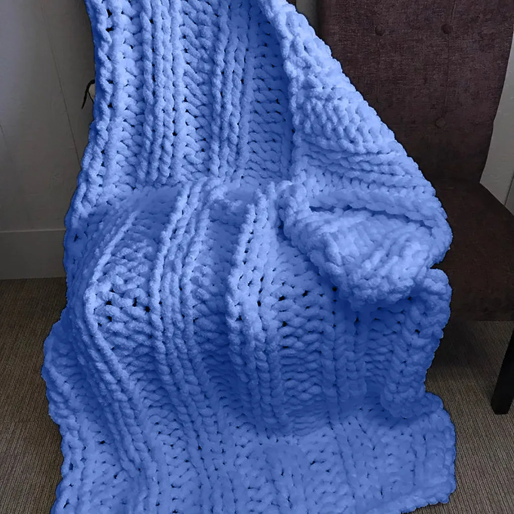 Супер мягкое вязаное одеяло ручной работы из грубой шерсти, элегантное уютное покрывало, покрывало для кровати, дивана, покрывало из синели, вязаное одеяло