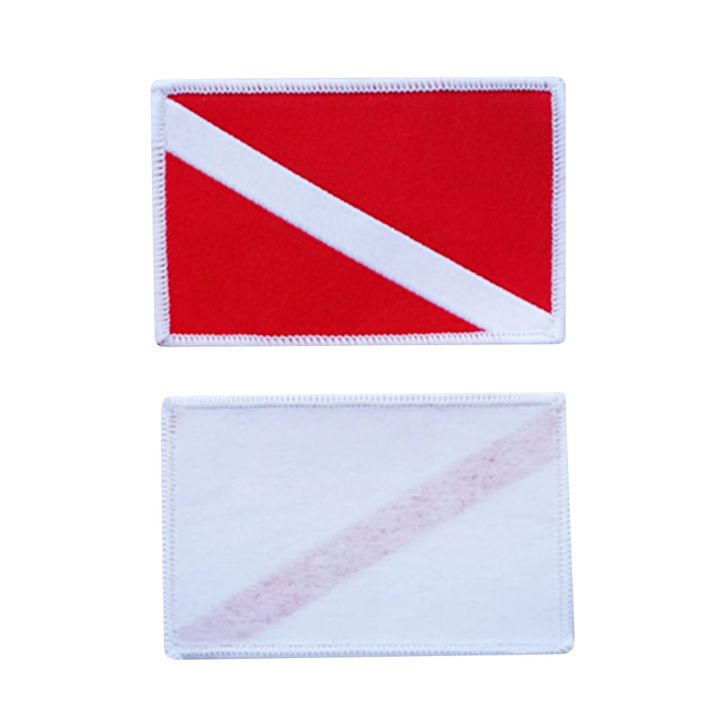 2Pcs Scuba Diver Down Dive Flag Embroidered Sew On Badge Patches Accessories