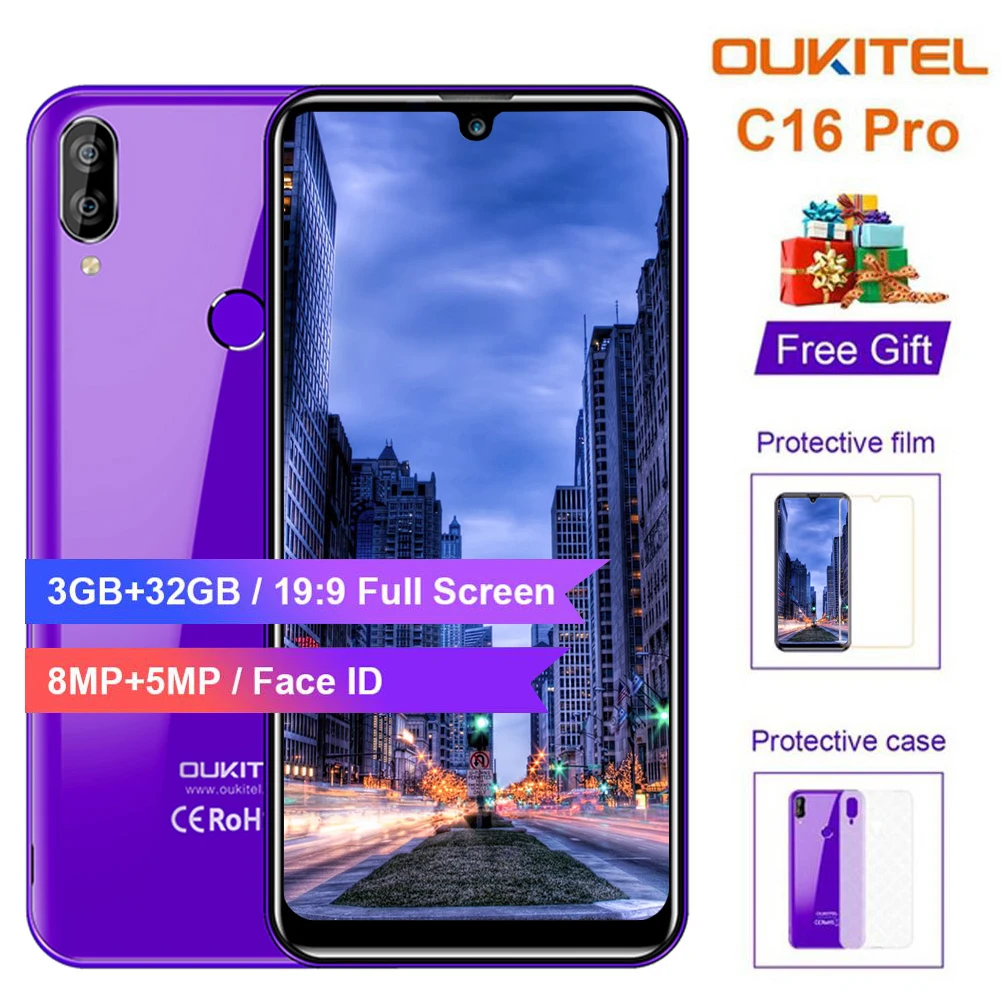 OUKITEL C16 Pro ram 3 ГБ rom 32 Гб 5 71 &quot19:9 Android 9 0 2600 мАч мобильный телефон MT6761 ID отпечаток