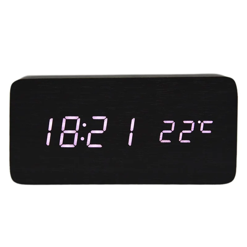【голосовое управление календарь Термометры прямоугольный деревянный светодиодный цифровой будильник USB/AAA черный деревянный белый светодиодный