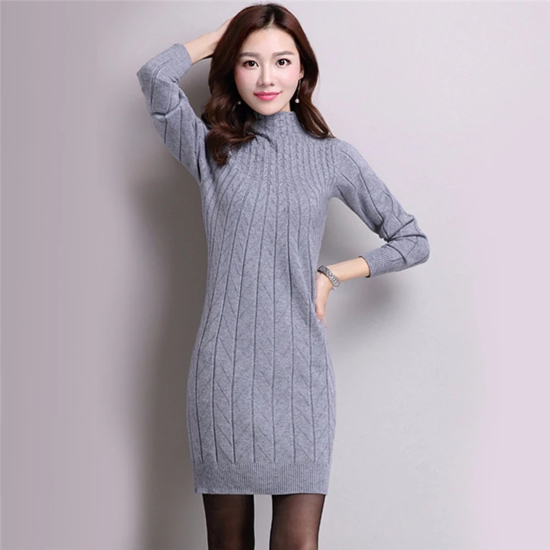 Long Sweater Dress Fall Winter Fashion Vintage Dresses Single-breasted Dress Mujer Autumn Vestido Ladies 807