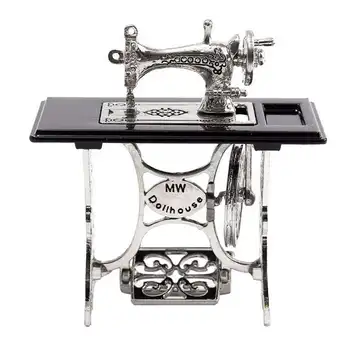 

Vintage Mini Sewing Machine Dollhouse Doll Cloth Model Accessories Home Furniture Crafts Home Decoration Figurines Miniatures