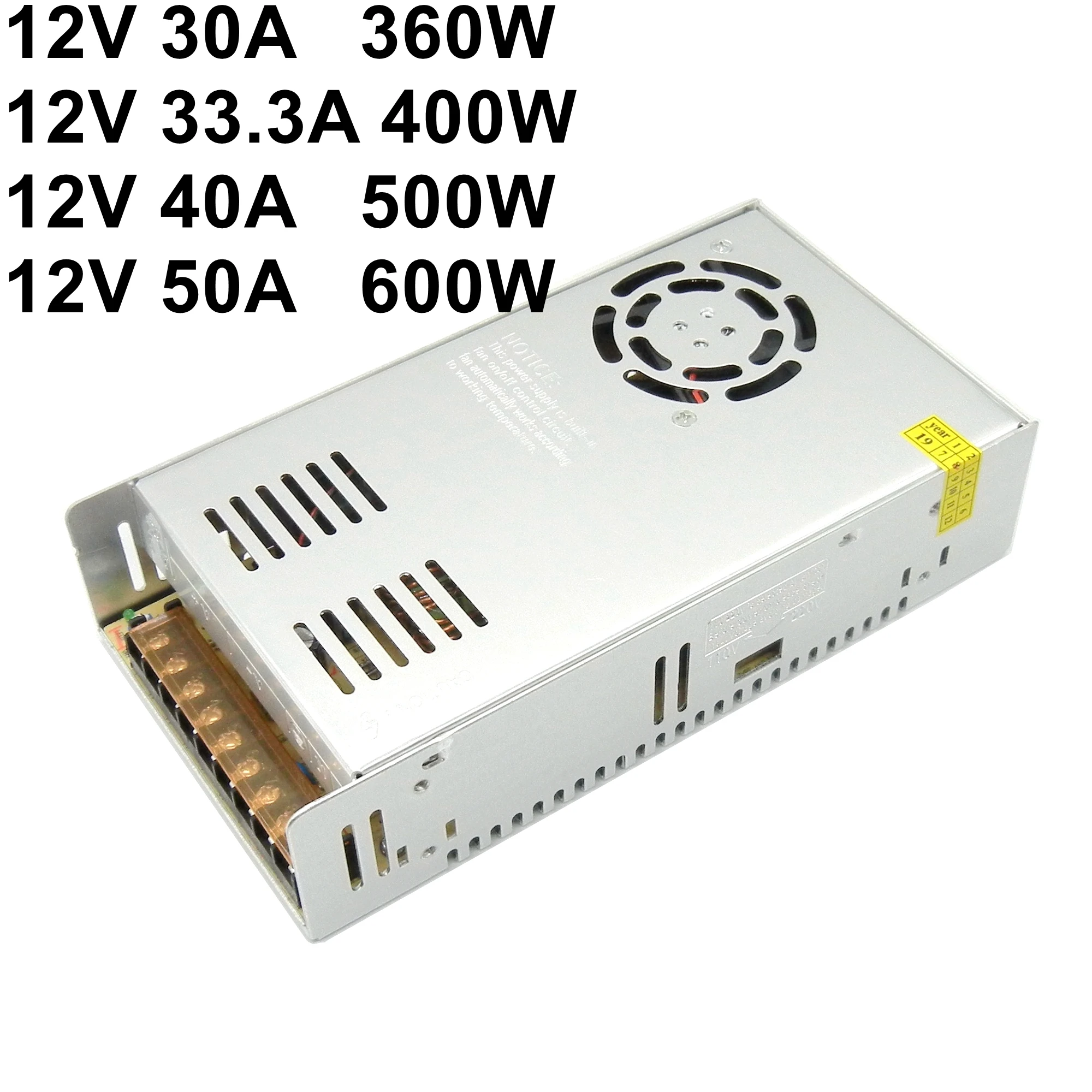 Regulou a Fonte de Alimentação de Comutação v para Dc12v para Cnc 40a 50a 360 w 400 500 600 Led Driver Transformador Ac110v 220 dc 12 v 30a 33a