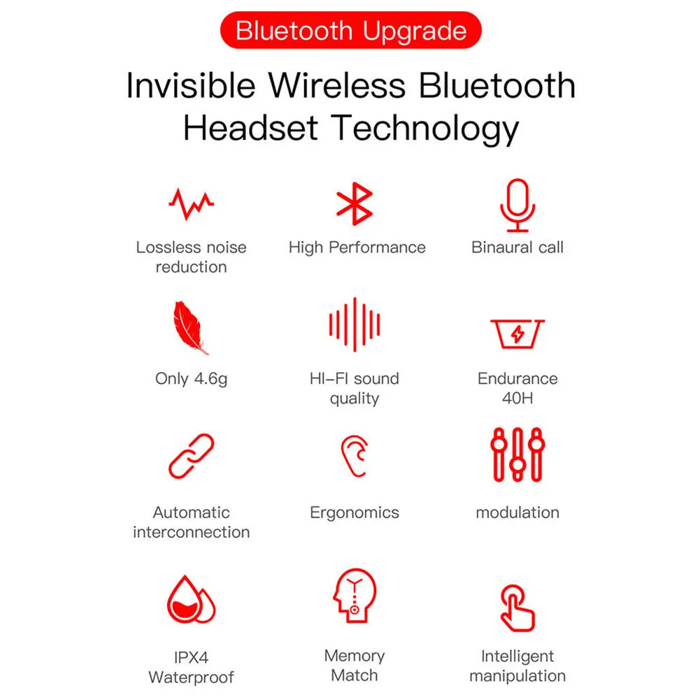 Водонепроницаемый беспроводной Bluetooth наушники светодиодный дисплей с микрофоном цифровой батарейный блок спортивный TWS шумоизоляция автоматический мини