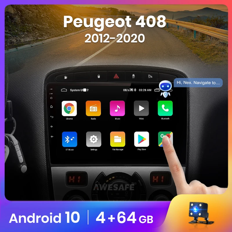 AWESAFE PX9 авто для Peugeot 408 308 308S 2012 - 2020 мультимедийный видеоплеер 2 Din автомобильный