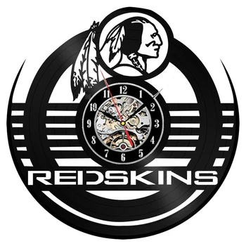 

Redskins Vinyl Record Wall Clock Modrn Design American Football Team Vintage Vinyl CD Clocks Wall Watch Home Decor Gift for Fans
