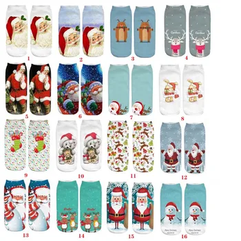 

10 Pairs Wholesale Christmas New Product Sock Men Women Santa Claus Christmas Series Socks 3D Printing Hosiery Color Optional