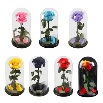 

Enchanted Rose Handmade Preserved Rose Glass Dome on Wood Base, Rose for Christmas ,Valentine's Day