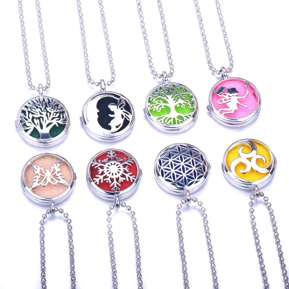 

Quality Aromatherapy Necklace Diffuser Pendant Tree of Life Open Lockets Pendant Aroma Perfume Essential Oil Diffuser Necklaces