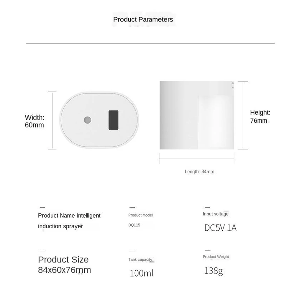 100ml Automatic Alcohol Disinfection Sprayer Portable IR Induction Hand Sanitizer Dispenser Intelligent Induction Sprayer Home