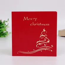 Merry Christmas Tree Винтаж 3D лазерная Рождественская открытка Новогодние украшения подарки ручной работы на заказ поздравительные открытки Рождественские открытки