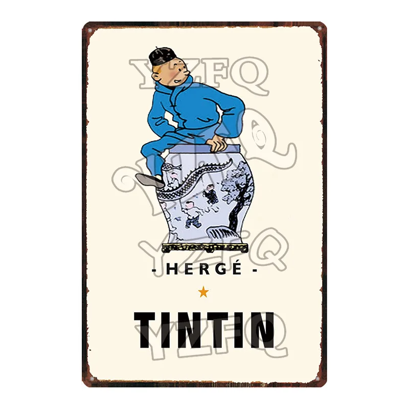 Adventures of Tintin Metal Sign Shabby Chic Vintage Style Cafe Wall Home Art Kids Room Decoration Unique Gift DU-5349A - Цвет: DU-5353