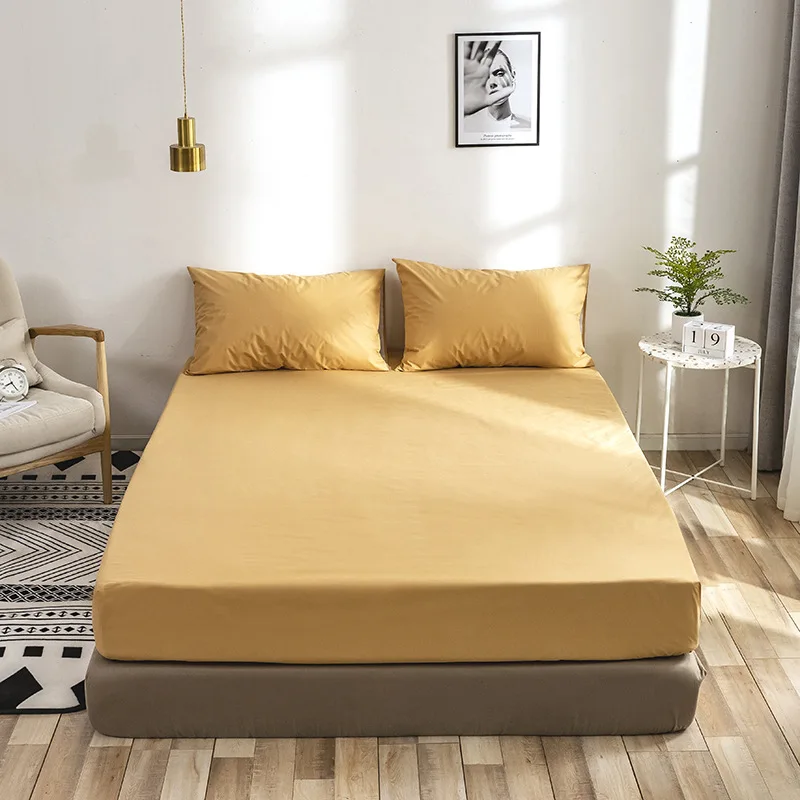 Новые постельные принадлежности, водонепроницаемый чехол для кровати, машинная стирка, сплошной цвет, шлифовальный наматрасник, аксессуары для дома - Цвет: khaki