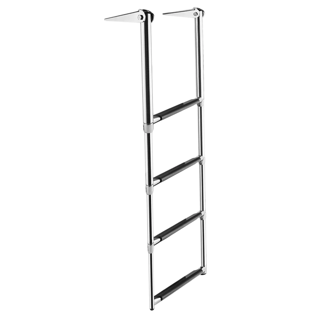 4 Steps Stainless Steel Telescoping Folding Ladder For Boat Marine Yacht 4 Steps Stainless Steel Telescoping Folding Ladder For Boat Marine Yacht