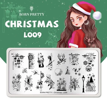 

BORN PRETTY Christmas Design Stamping Plates Stainless Steel Festivial Gemetory Nail Stamp Template Image Printing Stencils Tool