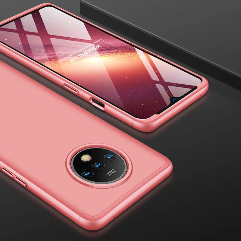 Rose gold One Plus 7 7T 7Pro чехол Oneplus7 360 градусов полностью защищенный Матовый Жесткий чехол для Oneplus 7T 7 Pro Чехол со стеклянной пленкой - Цвет: Rose gold
