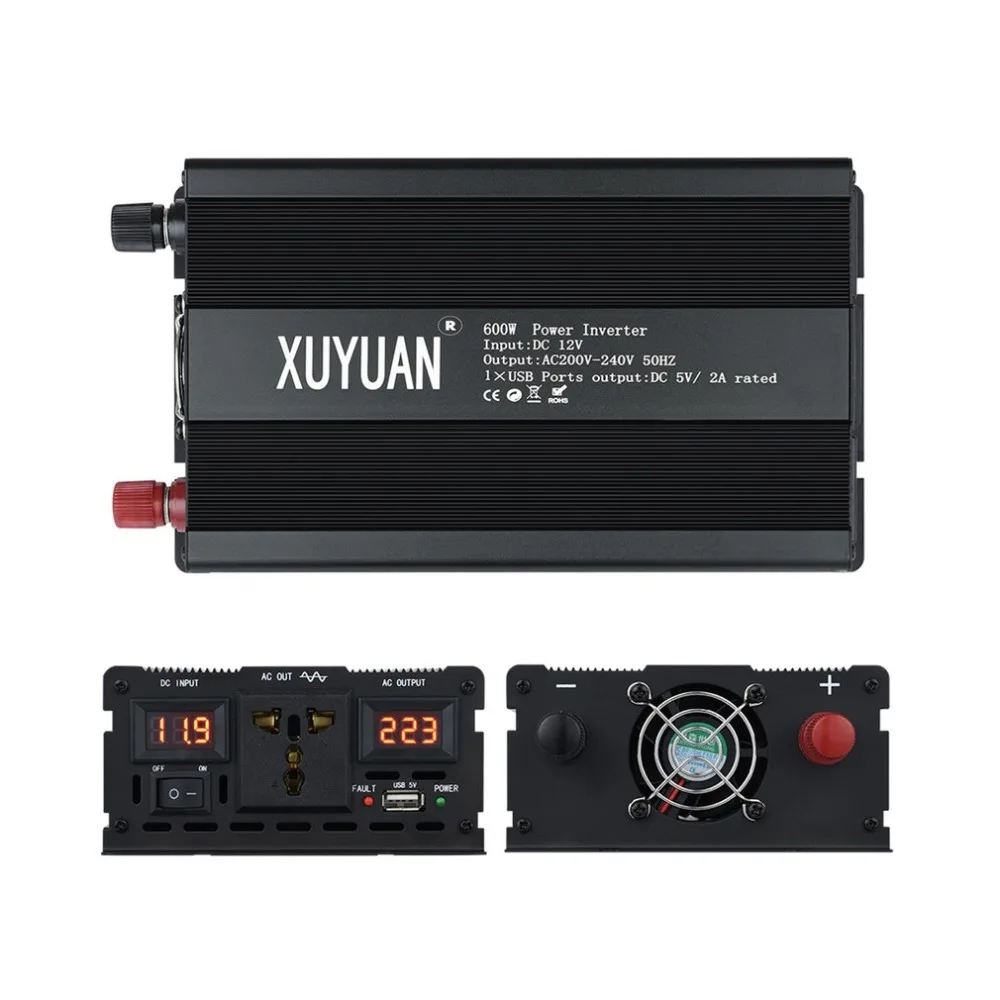 XUYUAN бытовой инвертор 12 V-220 V 600W трансформатор напряжения цифровой Чистая синусоида Инвертор с кондиционированием