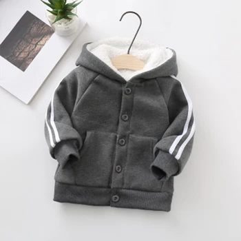 

Winter Children Sport Coat Boys Girls Thicken Hooded Sweaters Baby Casual Jackets Fleece Outerwear Long Sleeve Warming Clothing