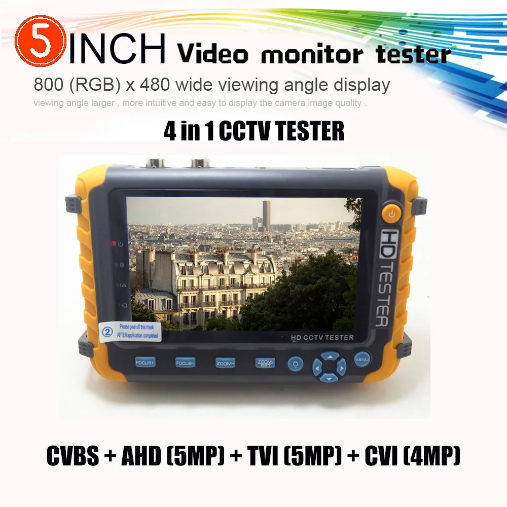 Новый IV8W 5 дюймов TFT LCD HD 5MP TVI AHD CVI CVBS аналоговый сигнал безопасности все в одном с VGA