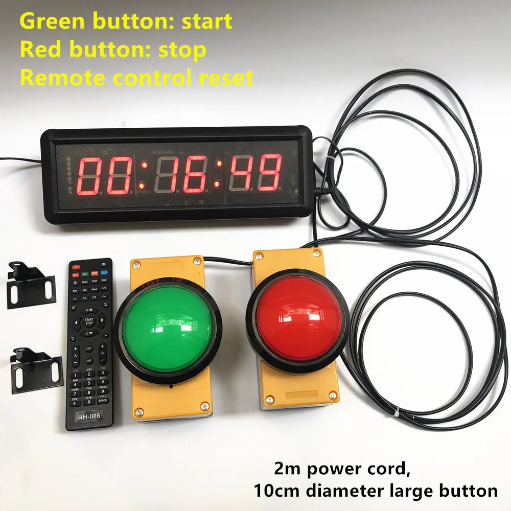 1.5 inch 29cm Button Led Countdown Clock Stopwatch,Line Button Reset，remote Control School Rush Answer Competition Game Timer 