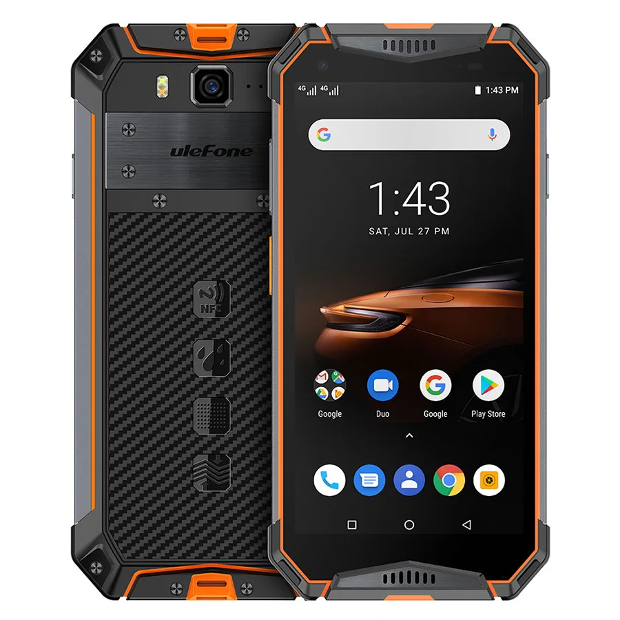 Ulefone Armor 3W 5," FHD+ Android 9,0 Helio P70 Octa Core 6 ГБ 64 Гб Смартфон 21 МП 10300 мАч 4G OTG NFC мобильный телефон - Цвет: Orange
