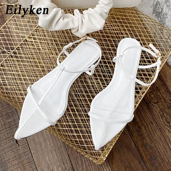 

Eilyken Summer Vacation Beach Casual Flats Woman Shoe Fashion Pointed Toe Cross Strap Ladies Ankle Buckle Gladiator Sandals