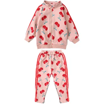 

Clothing Set Girls Clothes Jacket cherry Zipper Kids Hoodies Pants Kids Tracksuit For Girls Clothing Sets Sport Suit 19 Spring
