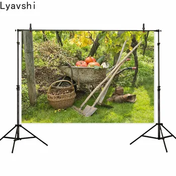 

Lyavshi backgrounds for photography studio autumn in the garden harvest of vegetables pumpkins and nuts backdrop farm