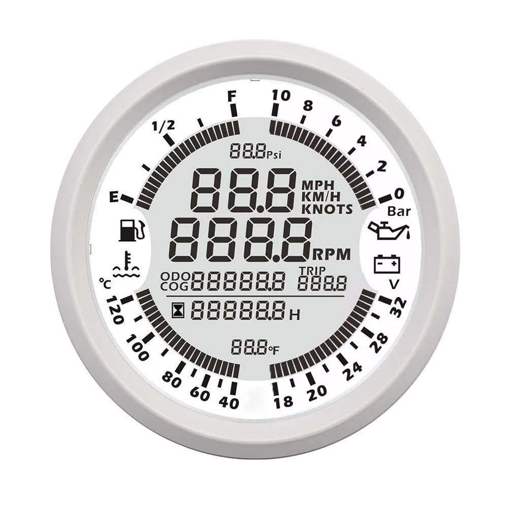 12 В 24 В 6 в 1 Многофункциональный измерительный прибор gps Спидометр Тахометр час температура воды Уровень топлива вольтметр давления масла - Цвет: 12V 0-10Bar