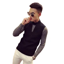 Осень и зима мужские свитера с длинным рукавом полосатый свитер с круглым вырезом для мужчин с имитацией двух отдельных изделий в Корейском стиле свитера красивый свитер для мужчин