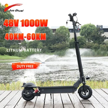 

JS Electric Scooter Skateboard Adults Two Wheels Fat Tire E scooter 1000W48V Motor Foldable Hub 60KM/H Max high Speed самокат