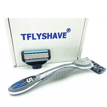 

TFLYSHAVE Men Shaver Razor Manual Shaving Razor Blade for Man Blade Refill X5 Blade USA TOP Blade (1 Handle, 2pc X5 Blade)