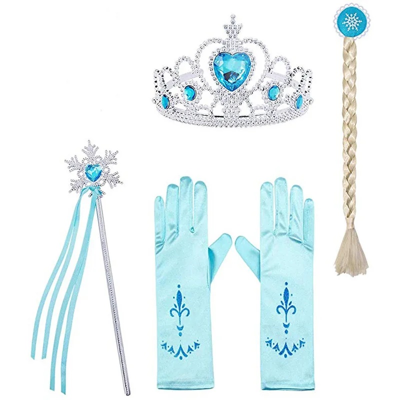 4 5 pièces/lot filles princesse accessoires Halloween Cosplay fête jouets ensemble Elza habiller cheveux accessoires tresse couronne bâton magique