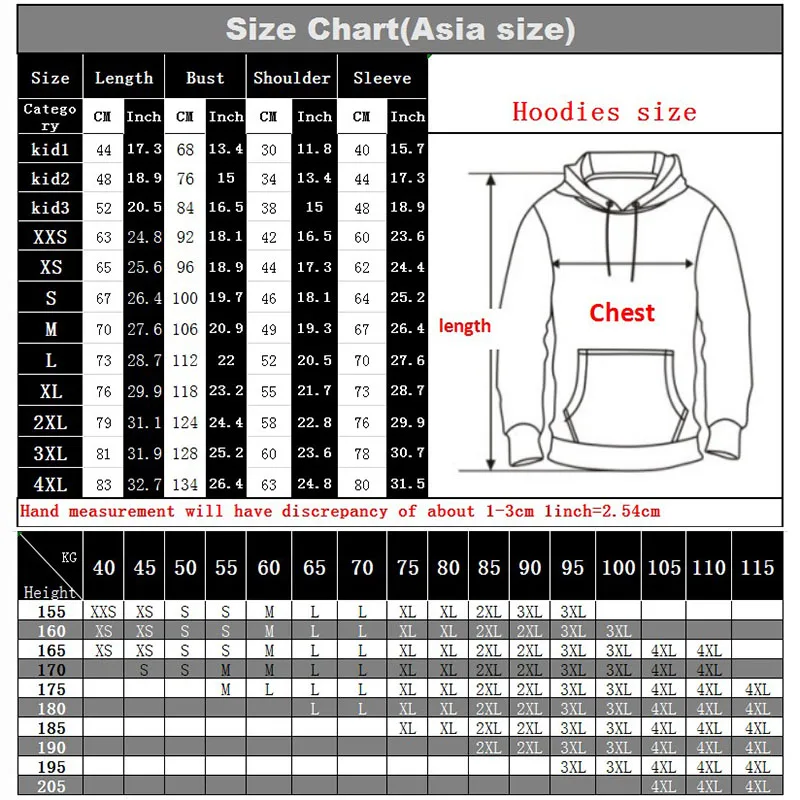 hoodies size PC