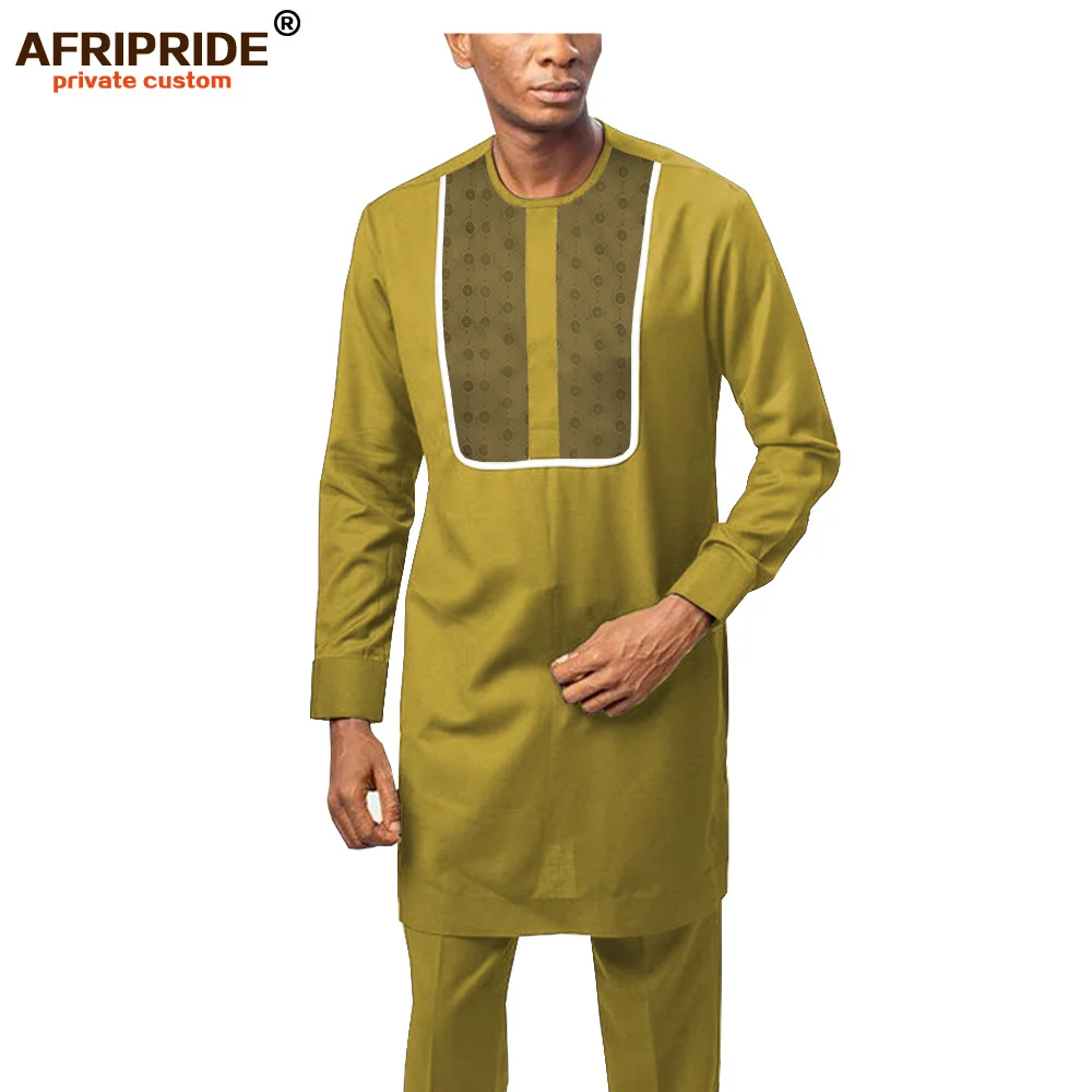 Promotion 2019 African Clothing for Men Dashiki Tracksuit Long Sleeve Print Shirts+Ankara Pants Tribal Set Attire AFRIPRIDE A1916054