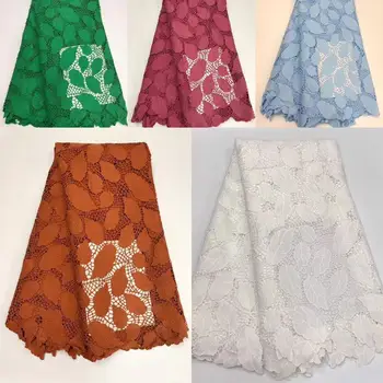 

France Water Soluble Lace Sky Blue Hollow Styles Design Nigerian African Guipure Cord Lace Fabric Add Stone