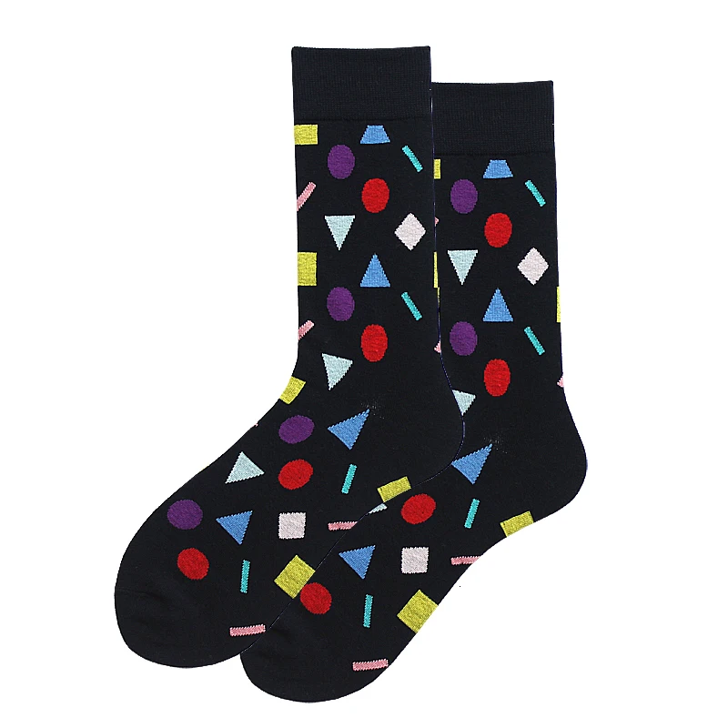 PEONFLY классические цветные носки с геометрическим принтом Мужские Винтажные клетчатые полосатые носки из чёсаного хлопка для бизнеса Harajuku Calcetines Hombre - Цвет: 27