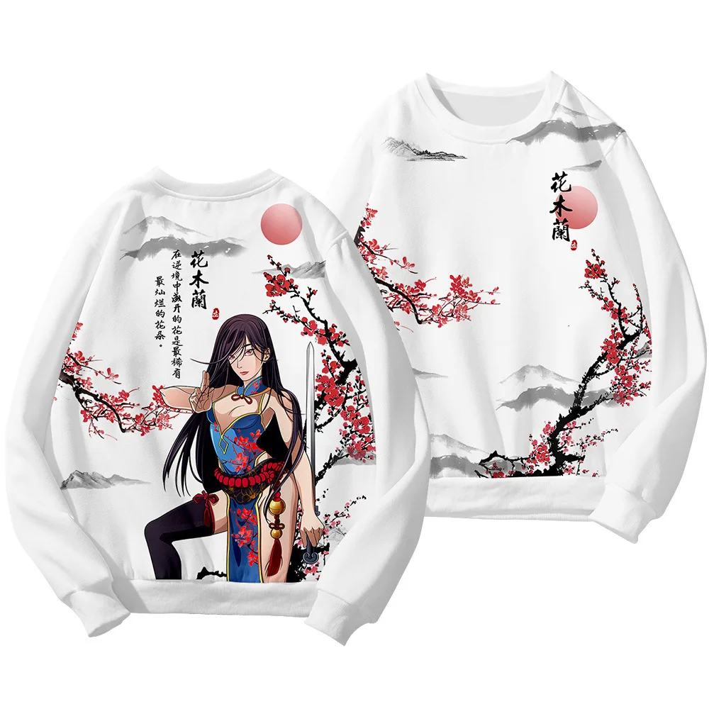 Men's Spring And Autumn Sweater Chinese Hero Print White Round Neck Long Sleeves New Year | Мужская одежда