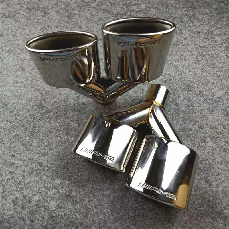 

1PCS IN 54mm OUT 75*125mm AMG Oval Dual Exhaust Tips Universal Car Muffler Stainless Steel Oval Vehicle Exhaust 2.1'' Inlet