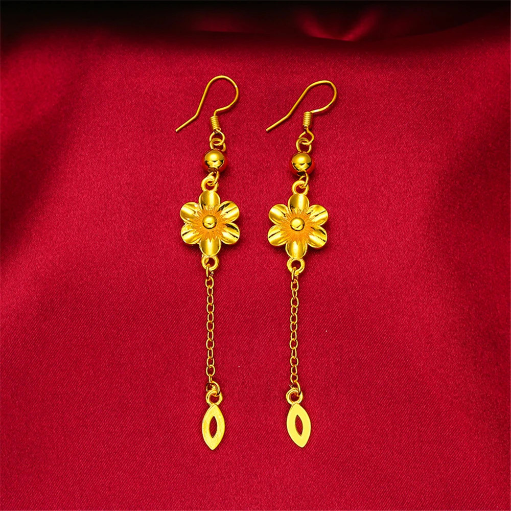 Drop Earrings Dangle Earrings Long Earrings 24K Gold Plated Charm Earrings For Women Long Tassel Drop Earing Brincos Femme Wedding Jewelry Accesories Party Gifts
