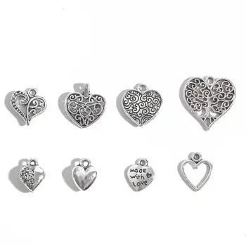 

10-50pcs Tibetan Rhodium Heart Shapes Spacer Beads Pendant Tibetan Retro DIY Bracelet Necklace Pendant Charms Diy Jewelry Making