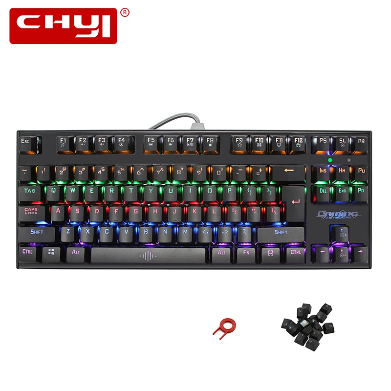 

CHYI Mechanical Colorful RGB BackLight Blue Switch Keyboard Gaming 87 Keys Computer Wired Keypad For Gamer Overwatch PC Laptop