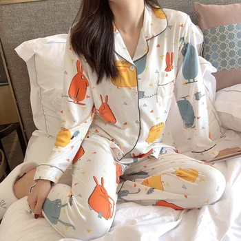 

2020 Spring Autumn Premium Pajama Sets Cotton Good Quality ins Hot Sale Pyjamas For Woman Casual Pijama Comfort Night Sleepwear