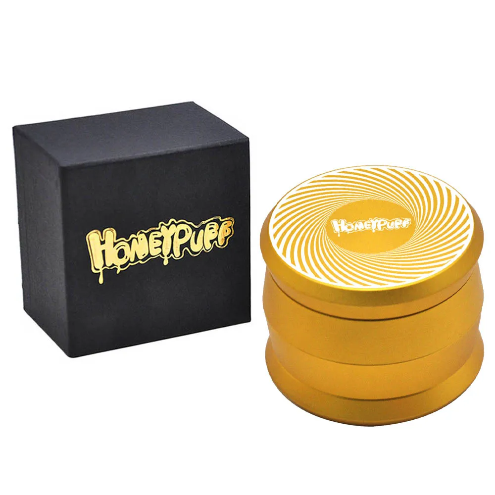 

HONEYPUFF New Design Smoking Grinder Drum Style Metal 60MM 4 Piece Aircraft Aluminum Tobacco Herb Grinder Handle Spice Miller
